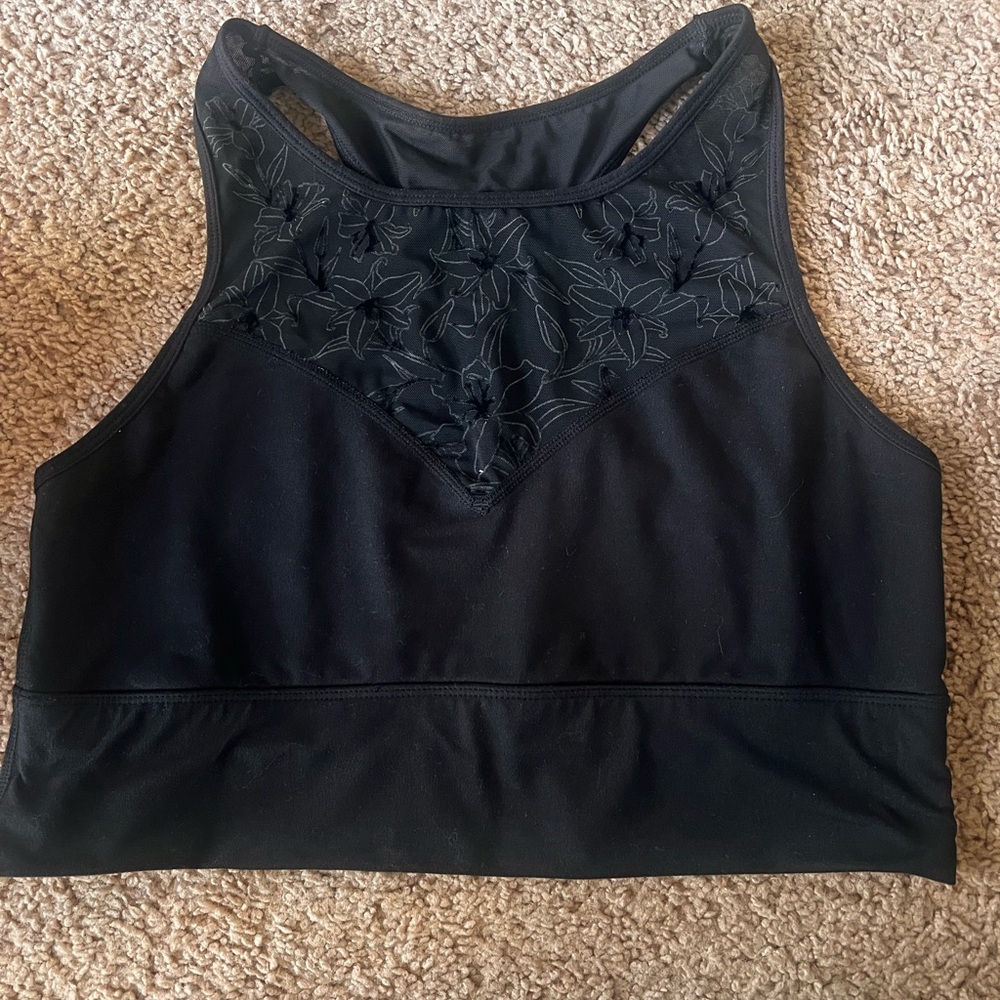 Betsey Johnson Black Floral High-Neck Bra